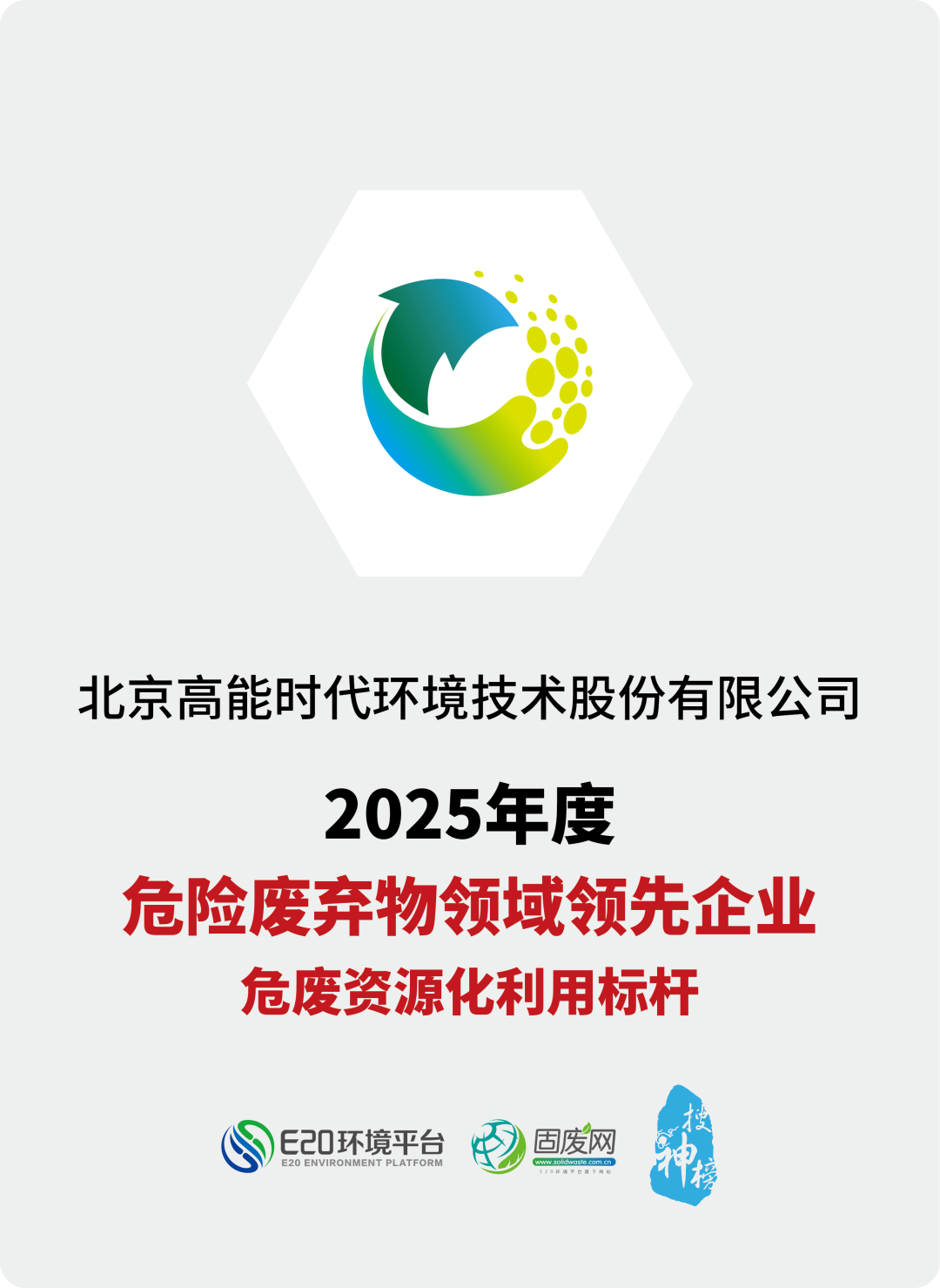 高能环境荣膺2025年度危险废弃物领域领先企业