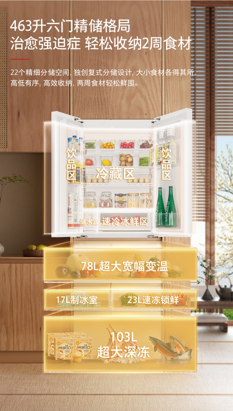东芝大白桃Pro冰箱怎么样？2026六门全嵌与精细保鲜解析